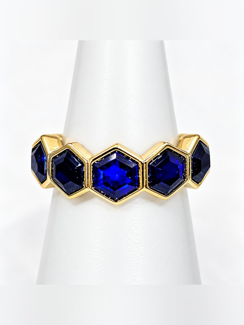 NWT Bomb Party “The Memory of Shine” Lab-Created Sapphire & Quartz Ring – Size 8